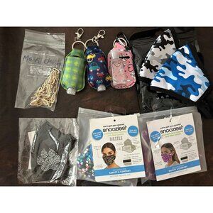 NWT snoozies face masks, camo masks, mask chain and sanitizer holders 10pc